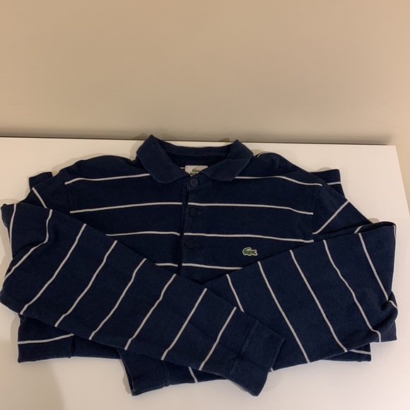Men’s Lacoste Blue & White Stripe Long Sleeve Size Large - Picture 2 of 9
